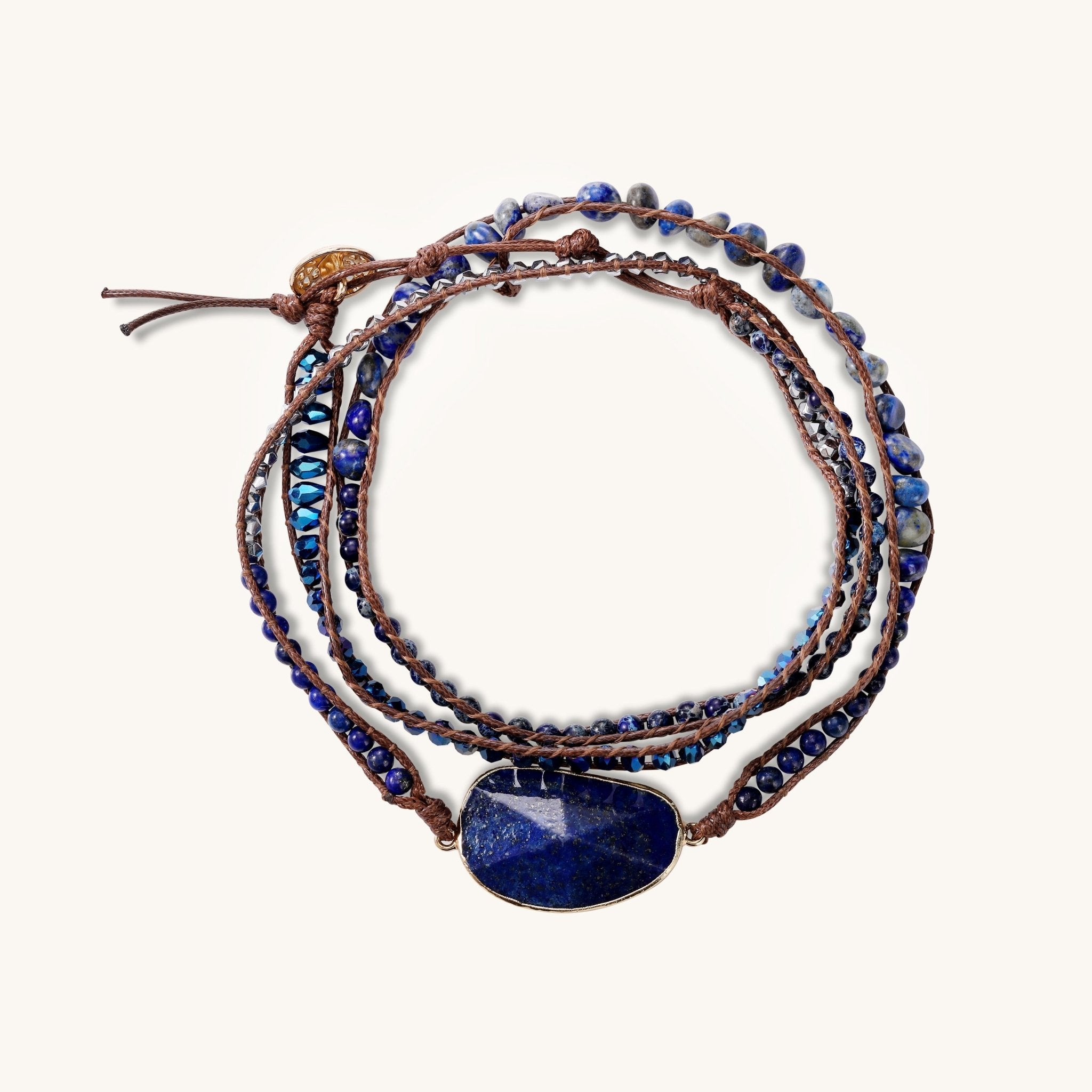 Woven Deep Blue – Hand - Woven Lapis Lazuli Bracelet - Muditalume.online store